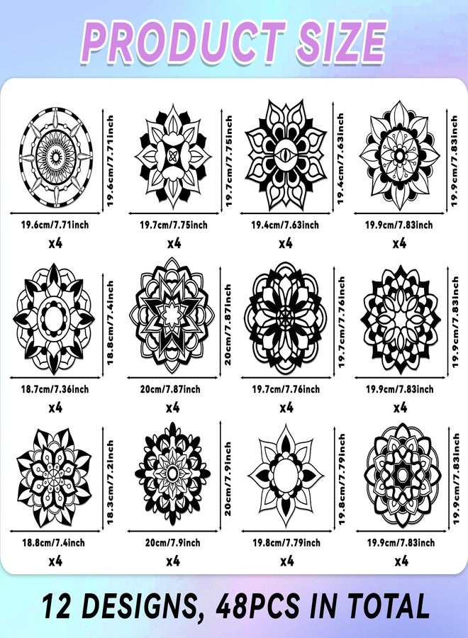 EggSun 48pcs Mandala Fuzzy Velvet Coloring Posters Kit, DIY Beautiful Arts and Crafts Velvet Coloring Mess Free Felt Coloring Pages for Adult Kids Family Activities and Party Favors - Image 2